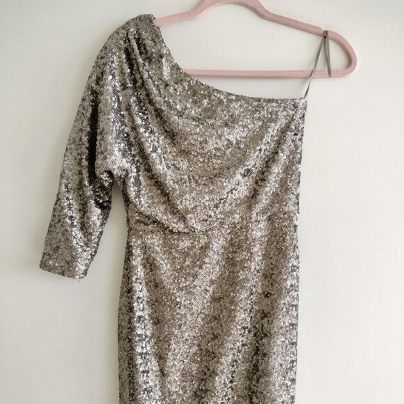 Trina Turk One-Shoulder Sequin Mini Dress - Size 0 - Picture 2 of 3